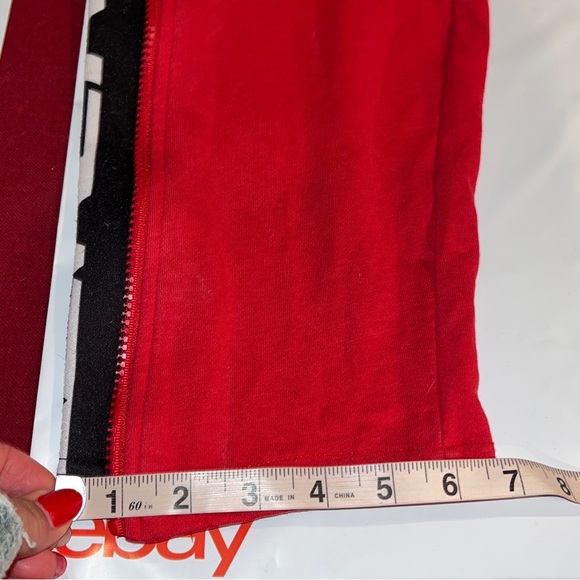Black Pyramid RED Baggy Sweatpants Black Side Spellout ZIP SIDES Mens Medium Y2K - Picture 3 of 16